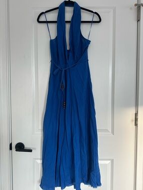 Zara | Dresses | Zara Backless Halter Cowl Neck Maxi Pleaded Yellow Dress  Size Large | Poshmark